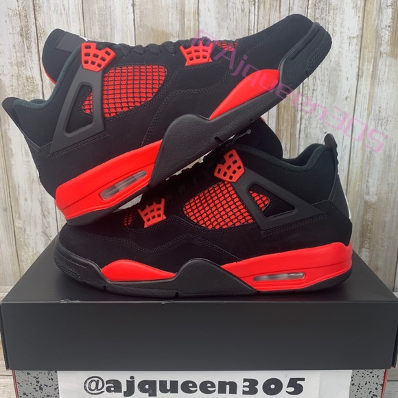 Air Jordan 4 Retro Black Red Men’s - Picture 2 of 6